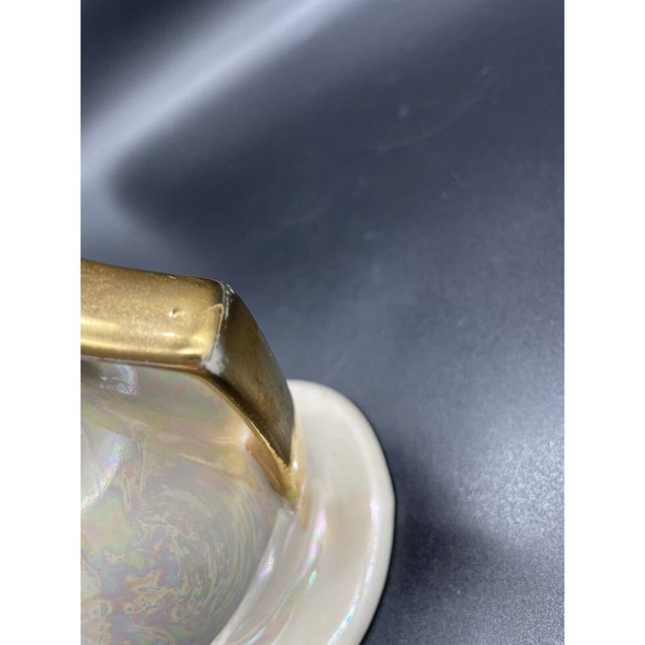 Vintage Iridescent Pearlescent Gold Lusterware Vase Hand Decorated 22KT 7” - Picture 6 of 11